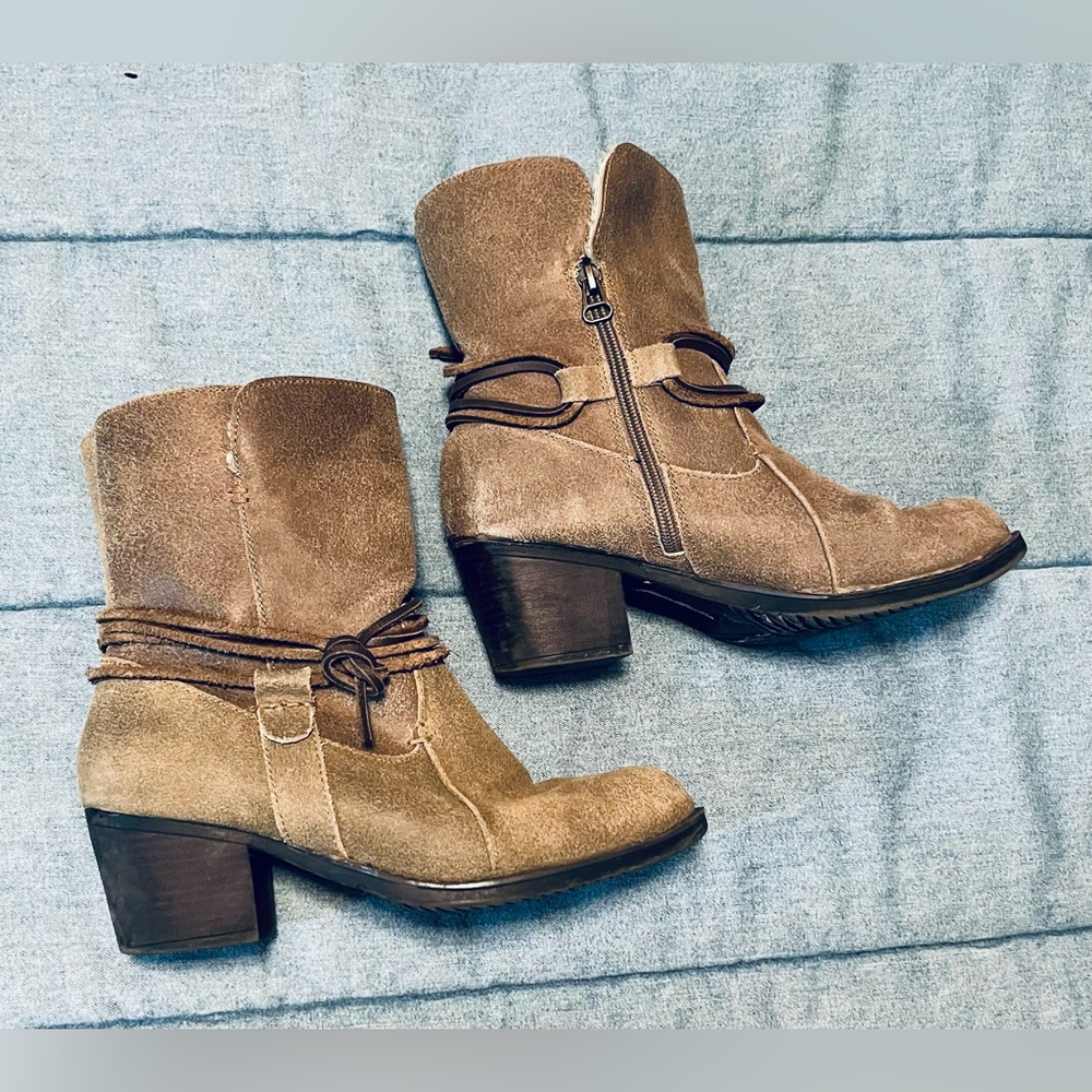 ❄️🧦Eddie Bauer Tan Suede Shearling Ankle Boots | Size 8M